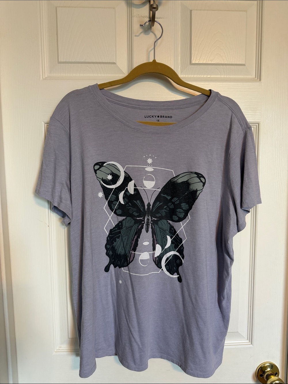 Lucky Brand Lavender Graphic Butterfly Tee